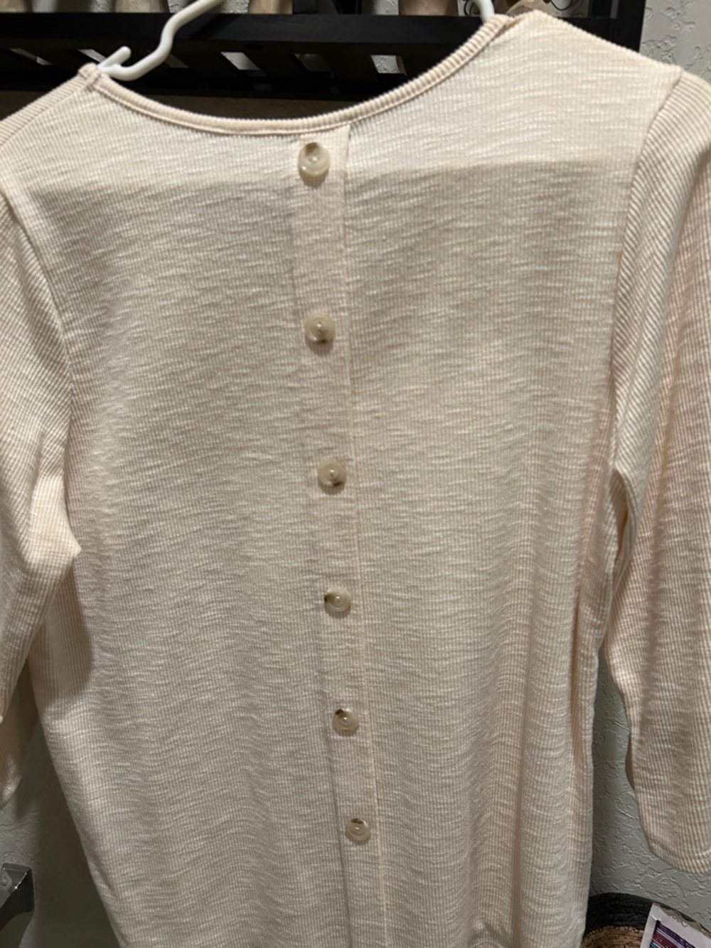 Cream Ribbed Long-Sleeve Tee - Picture 3 of 3